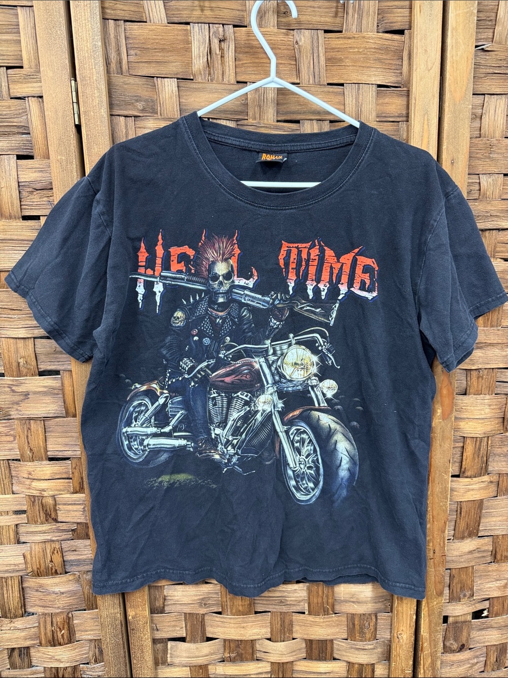 Vintage Skull Biker Graphic Tee in Black